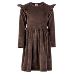 Welurowa sukienka z długim rękawem Czekoladowa