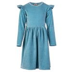 Welurowa sukienka z długim rękawem Niebieska