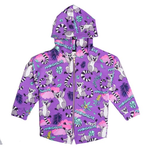 Bluza z kapturem na zamek Fioletowe Lemury