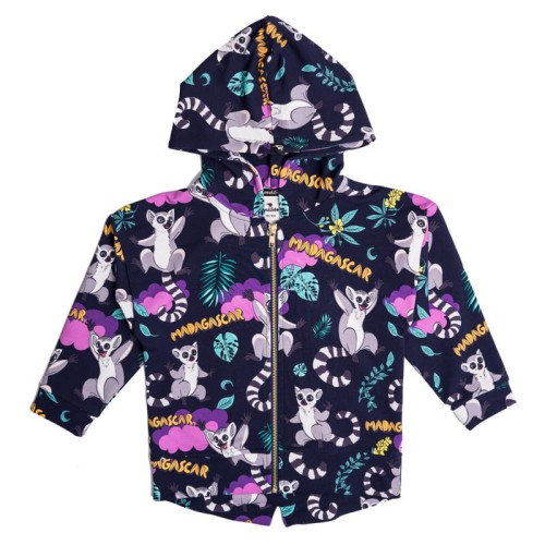 Bluza z kapturem na zamek Granatowe Lemury