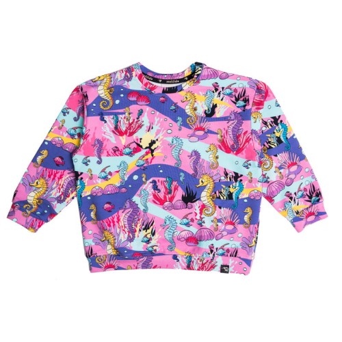 Bluza bez kaptura oversize Różowy Konik morski