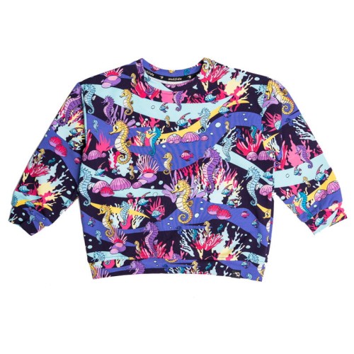 Bluza bez kaptura oversize Granatowy Konik morski