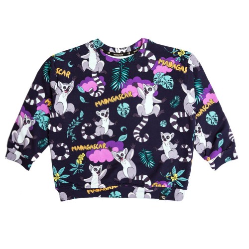 Bluza bez kaptura oversize Granatowe Lemury