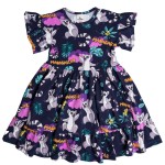 Sukienka z falbanami Granatowe Lemury