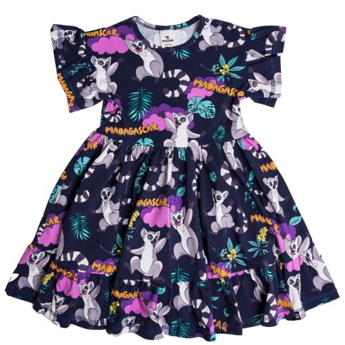 Sukienka z falbanami Granatowe Lemury